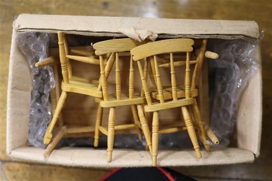 A modern dolls house with furniture W.56cm